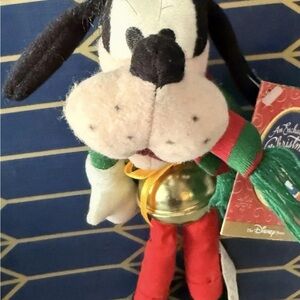Disney Goofy Sleigh Bells Fabric Plush Vintage Hanging Ornament NWT